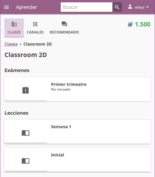 You can see all your lessons and exams in the Class tab.