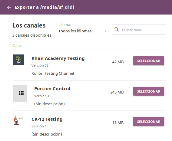 Select from which channel you want to export to local drive.