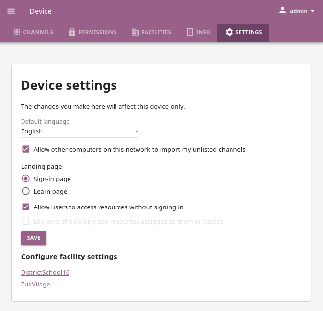 Open the Device page and navigate to Settings tab.