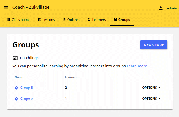 Navigate to Groups tab to view and manage groups.